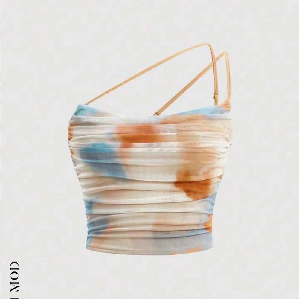 Chic Multicolor Ruched Top - Picture 3 of 3